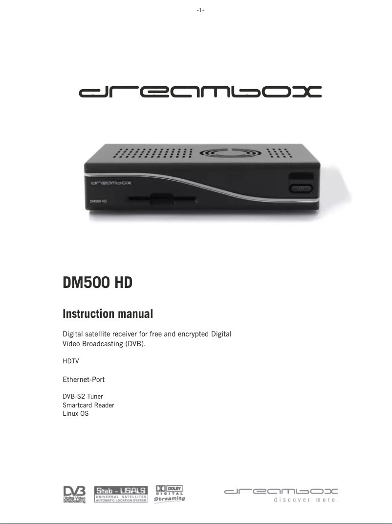 Page n°1 - Manuel utilisateur Dreambox DM 500 HD V2