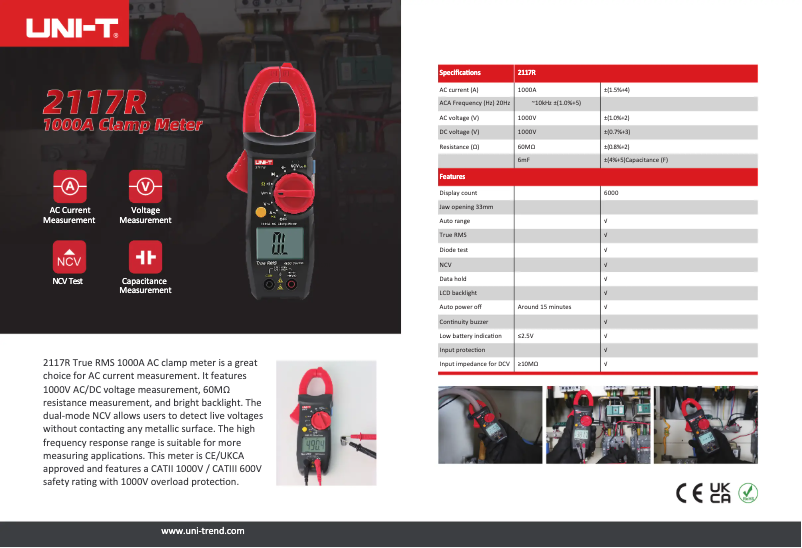 Page n°1 - Manuel utilisateur Uni-T 2117R