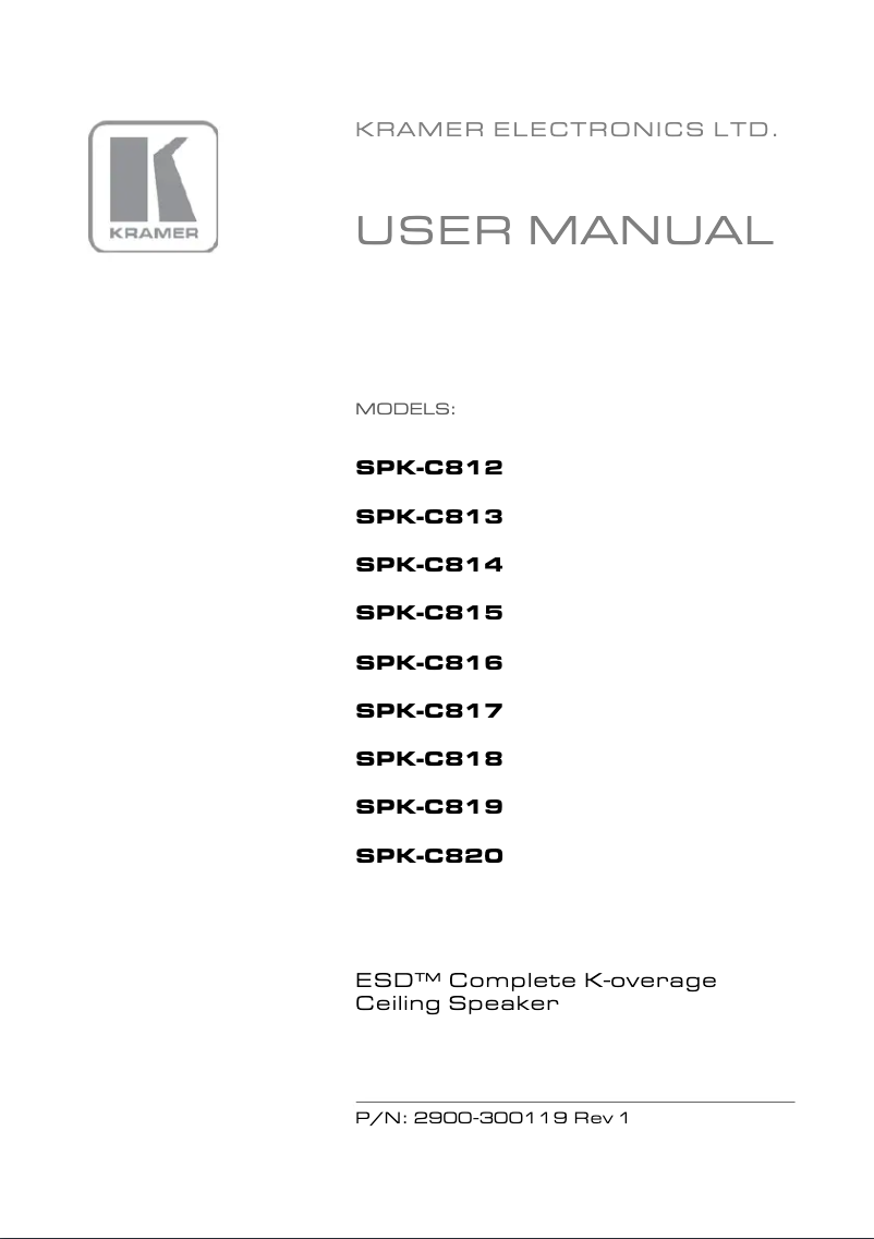 Page n°1 - Manuel utilisateur Kramer SPK-C814