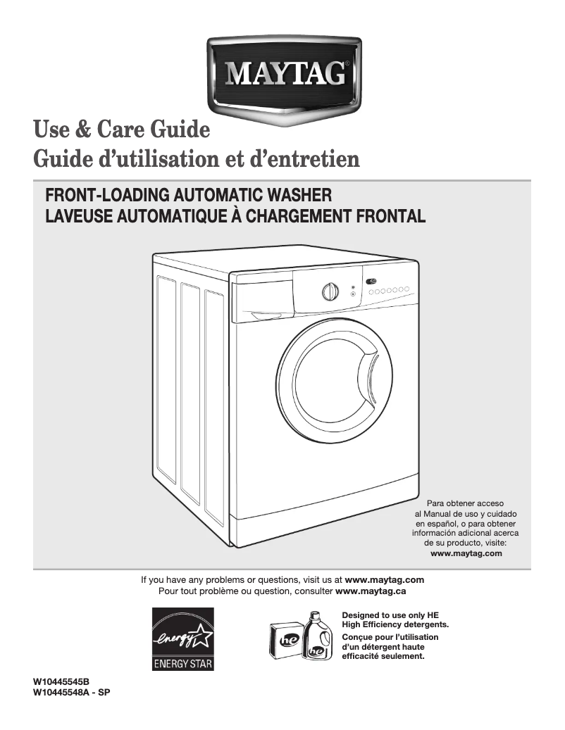 Page n°1 - Manuel utilisateur Maytag MHWC7500YW