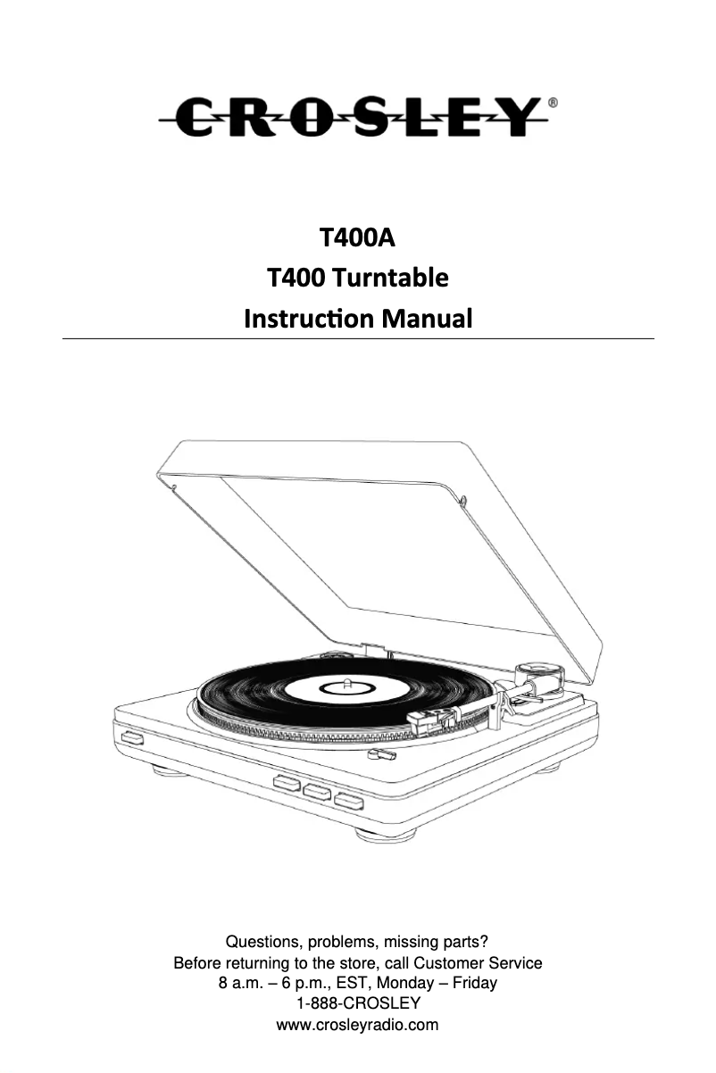Page 1 de la notice Manuel utilisateur Crosley T400A