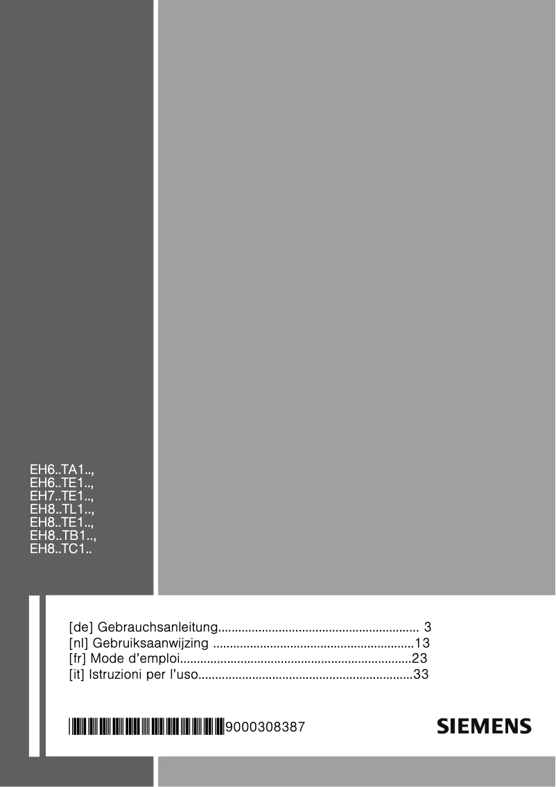 Page n°1 - Manuel utilisateur Siemens EH 675TE11