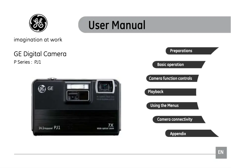 Page 1 de la notice Manuel utilisateur GE PJ1