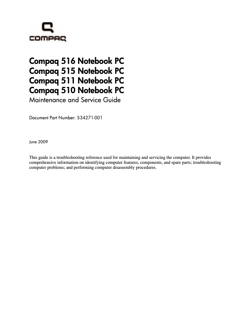 Page 1 de la notice Manuel utilisateur HP Compaq 511