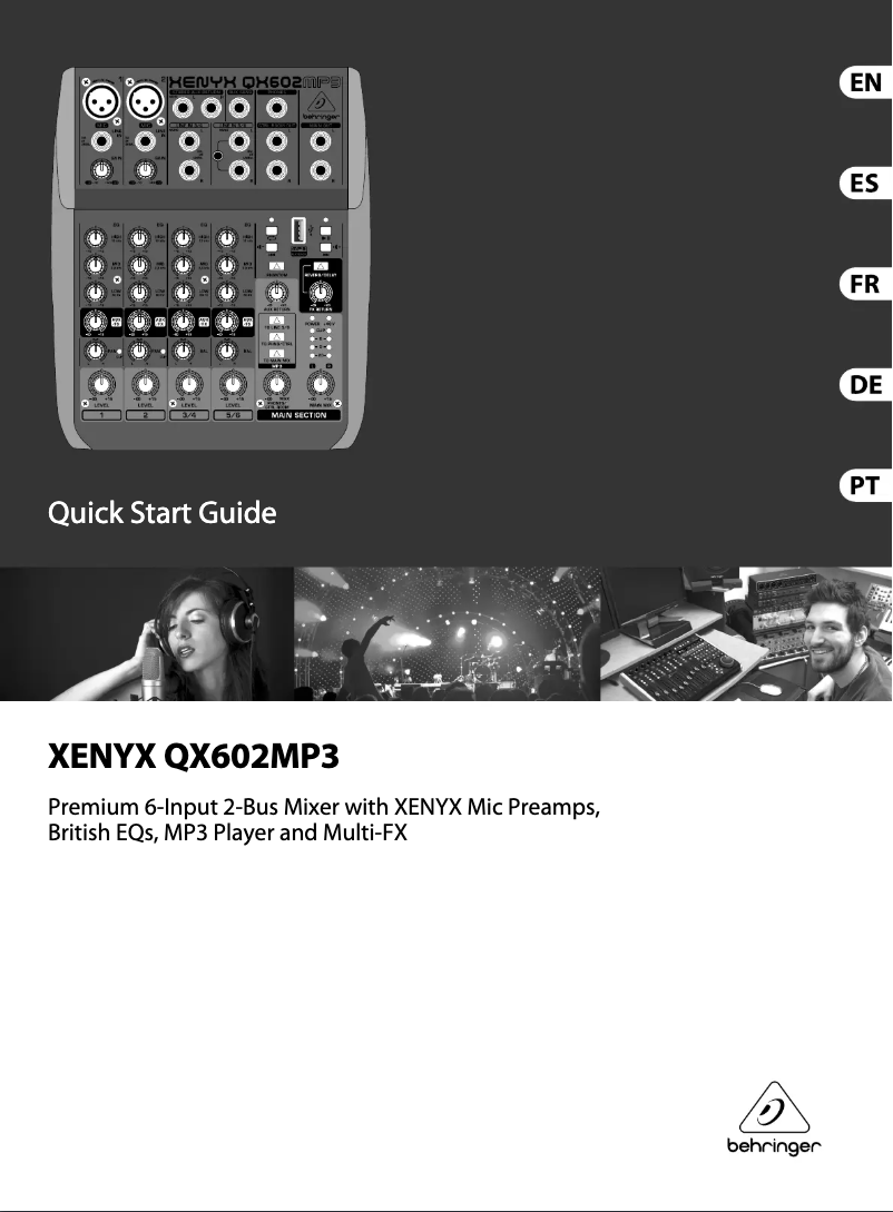 Page 1 de la notice Manuel utilisateur Behringer Xenyx QX602MP3