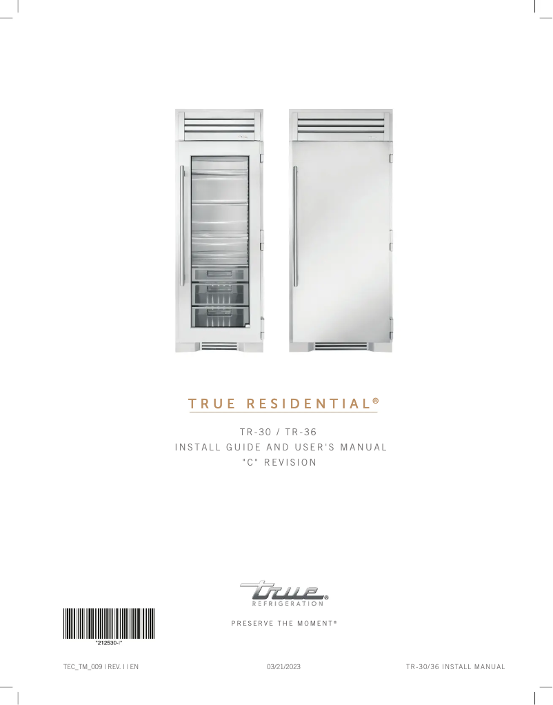Page n°1 - Guide d'installation True TR-30BEV-R-SG-C