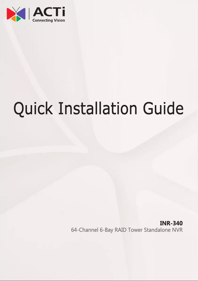 Page n°1 - Manuel utilisateur ACTi INR-340