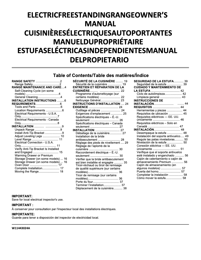 Image de la première page du manuel de l'appareil WHKITWFE535S0LS