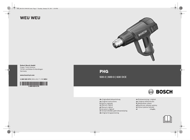 Page 1 de la notice Manuel utilisateur Bosch PHG 630 DCE