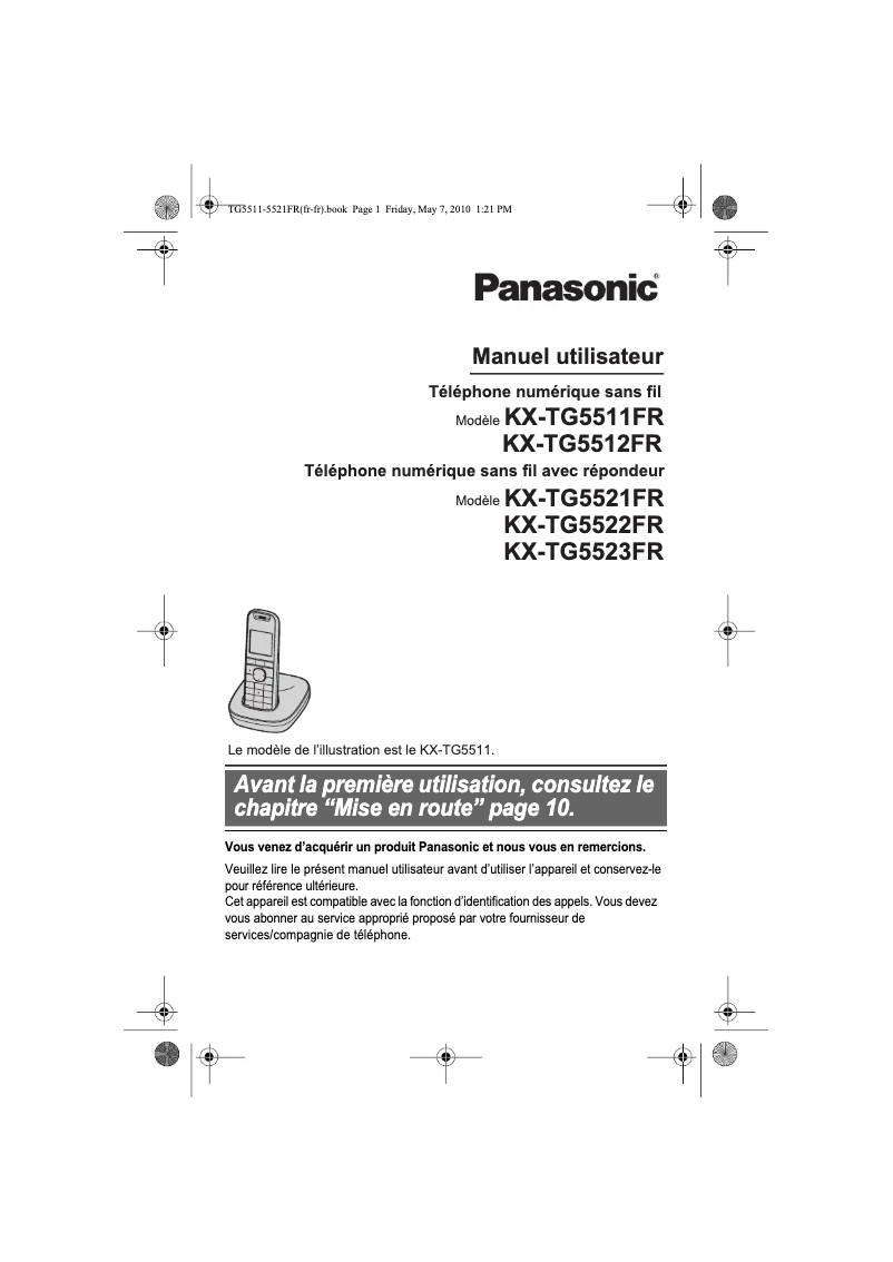 Imagen de la primera página del manual del dispositivo KX-TG5512FRW