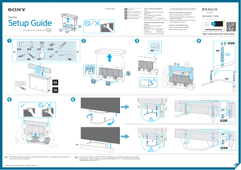 Page 1 de la notice Guide d'installation Sony XBR-65A8G