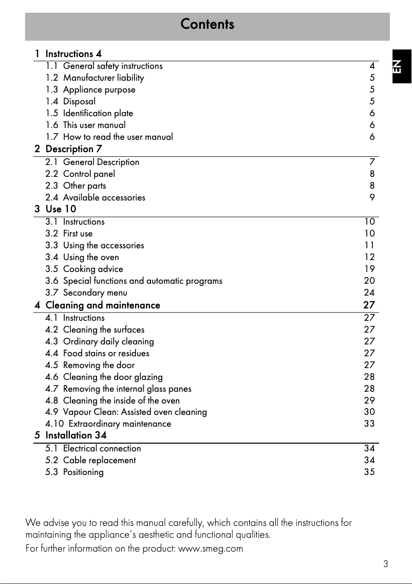 Page n°1 - Manuel utilisateur Smeg SFA7390X