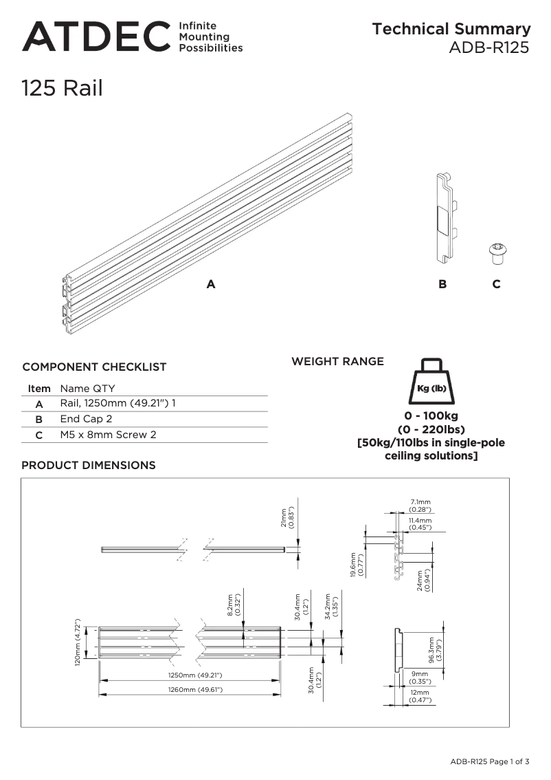 Page n°1 - Manuel utilisateur Atdec ADB-R125-S