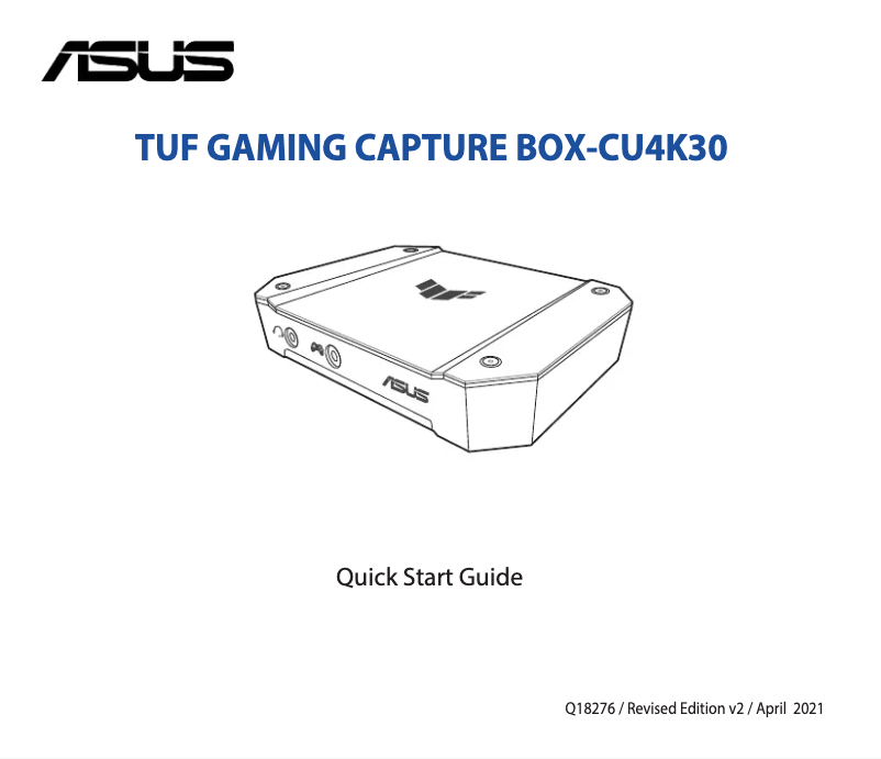 Page n°1 - Manuel utilisateur Asus TUF Gaming Capture Box-CU4K30