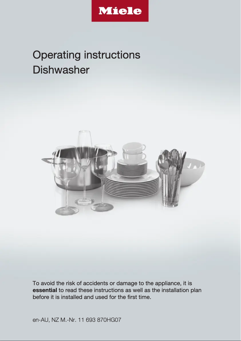 Page n°1 - Manuel utilisateur Miele G 5210