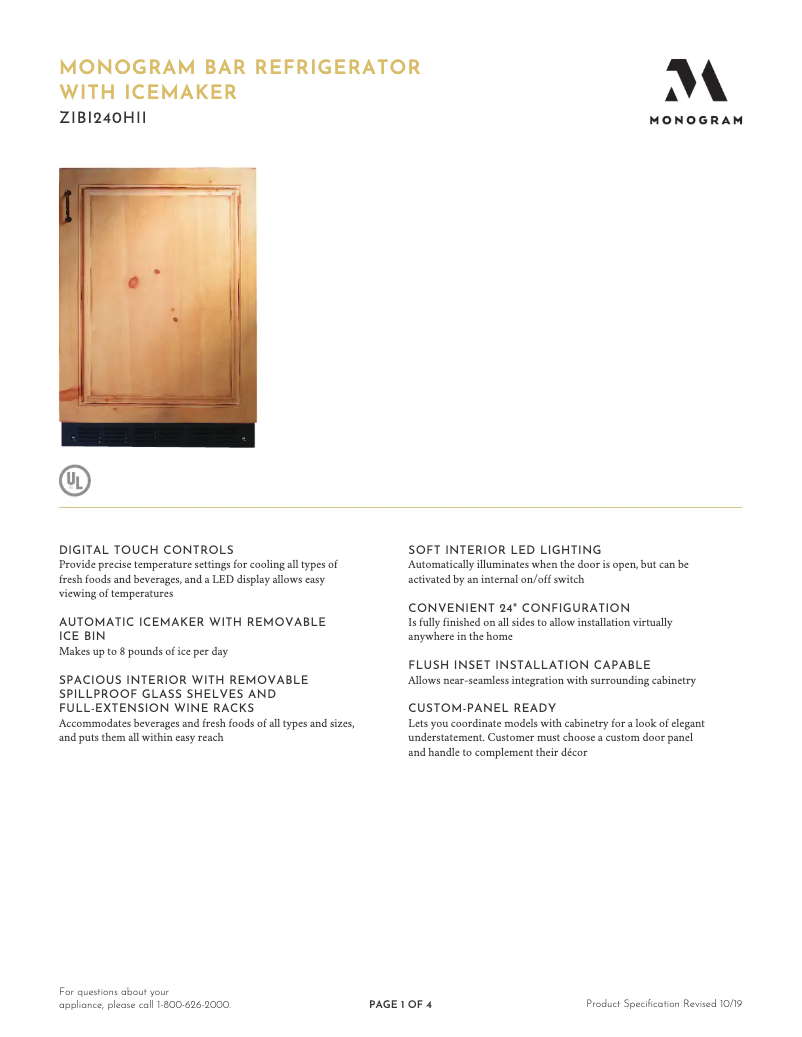 Image de la première page du manuel de l'appareil ZIBI240HII