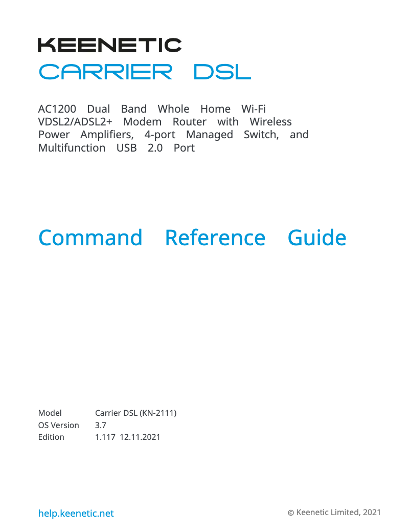 Page n°1 - Manuel utilisateur Keenetic Carrier DSL