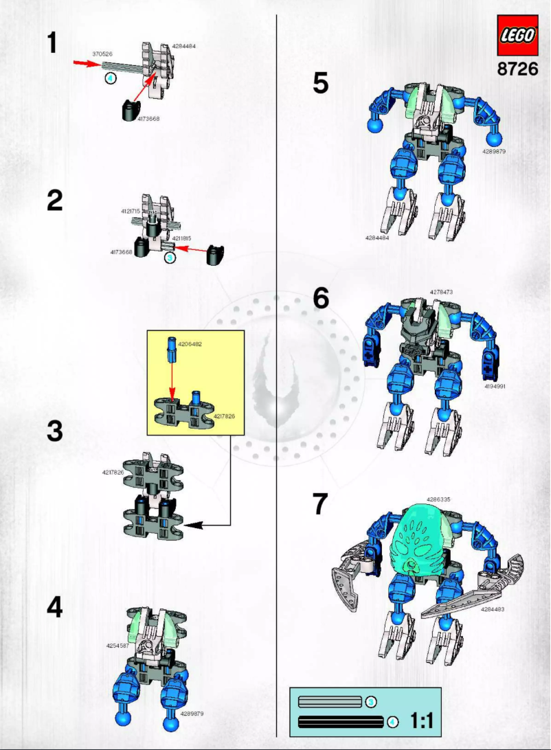 Page n°1 - Manuel utilisateur Lego Bionicle 8726