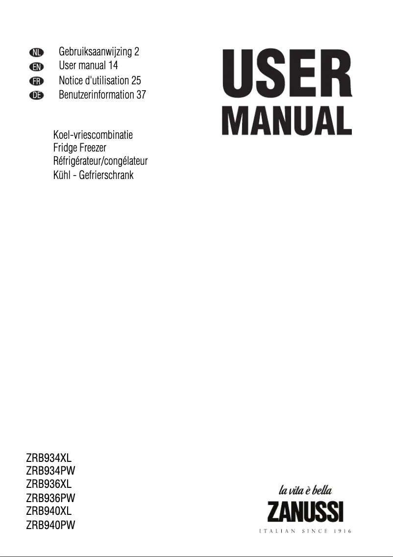 Page n°1 - Manuel utilisateur Zanussi ZRB940PW