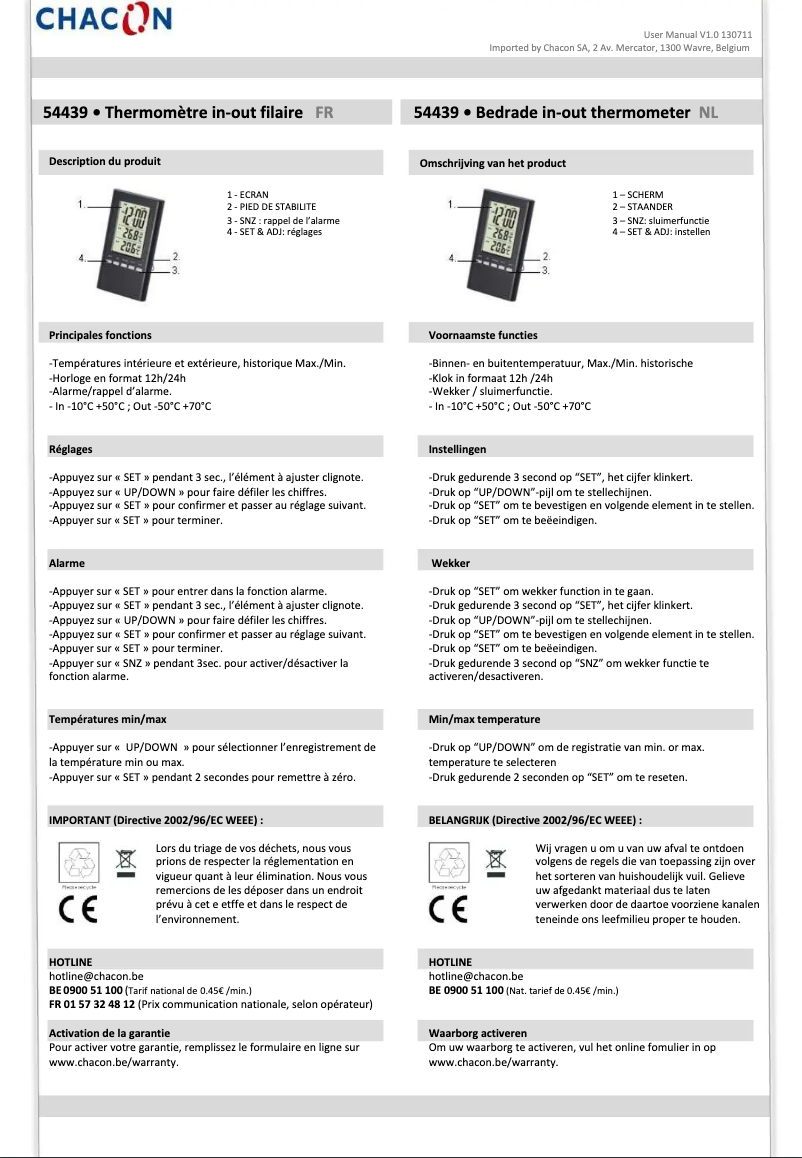 Page n°1 - Manuel utilisateur Chacon 54439