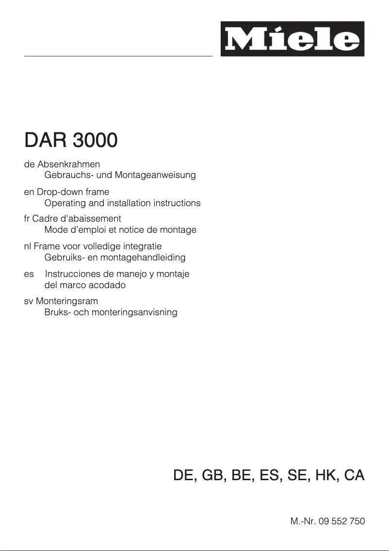 Page n°1 - Mode d'emploi Miele DAR 3000