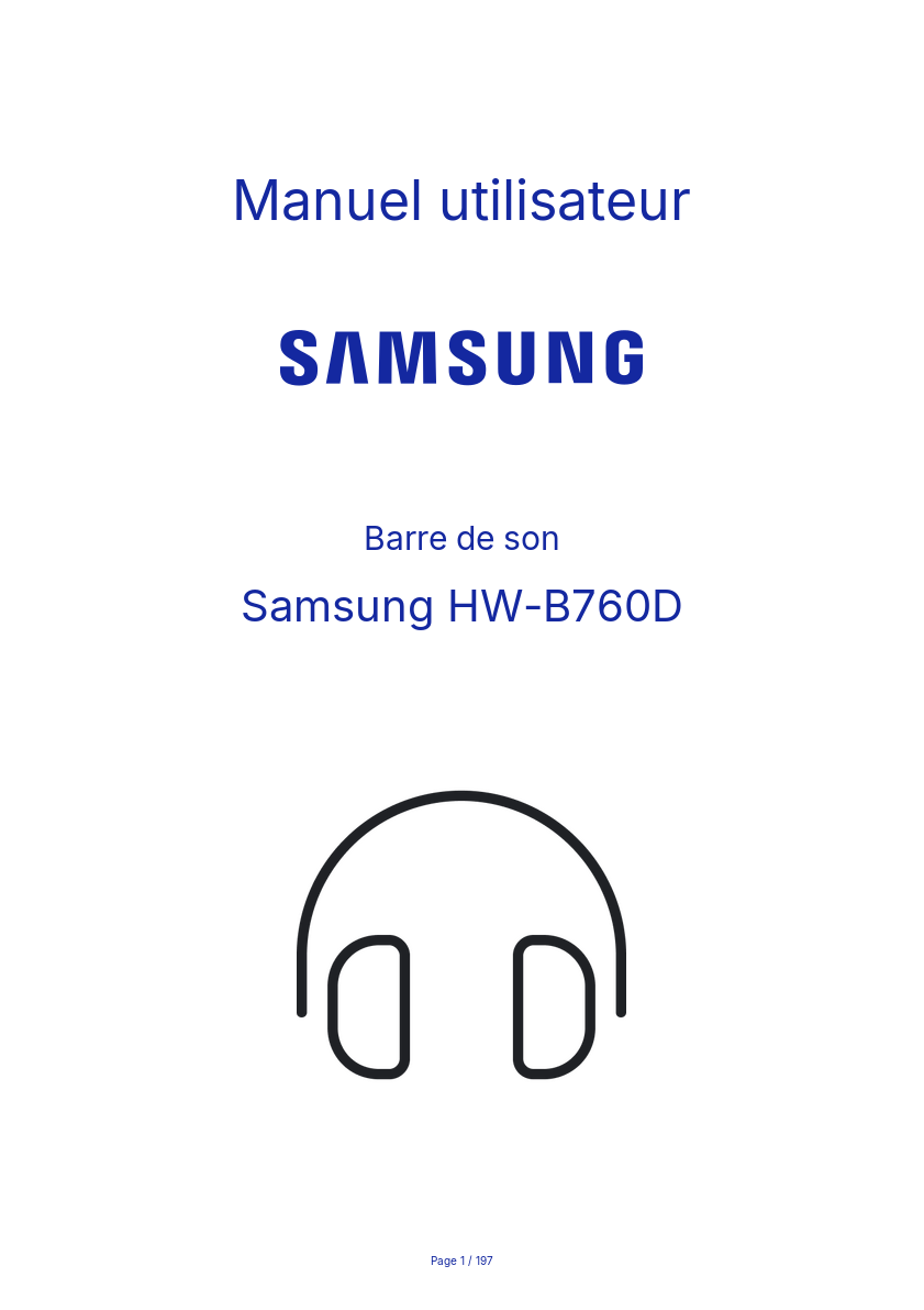 Page 1 de la notice Manuel utilisateur Samsung HW-B760D