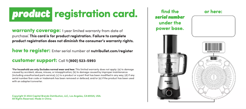 Página 1 del manual Información de garantía Magic Bullet Kitchen Express