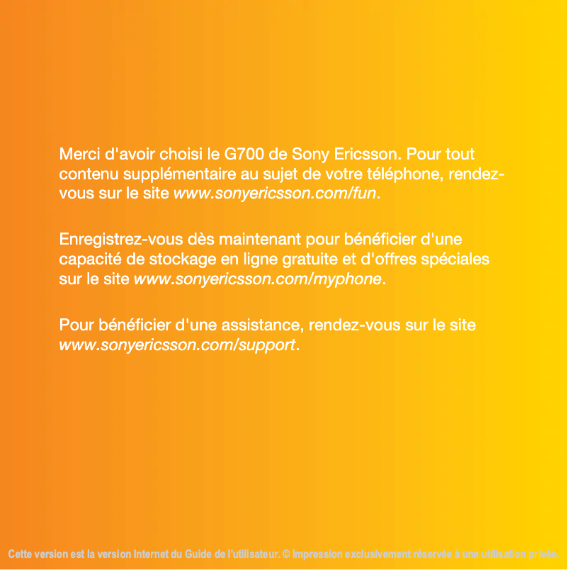 Image de la première page du manuel de l'appareil G700