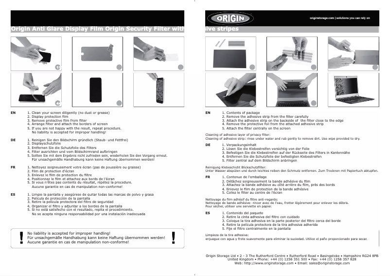 Page n°1 - Manuel utilisateur Origin Storage OSFDT2WPI21.5WL