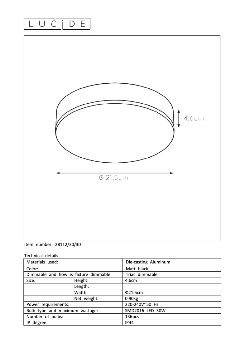 Página 1 del manual Manual de usuario Lucide Ceres 28112/30/30