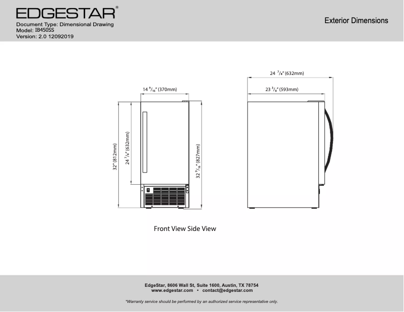 Page 1 de la notice Fiche technique EdgeStar IB450