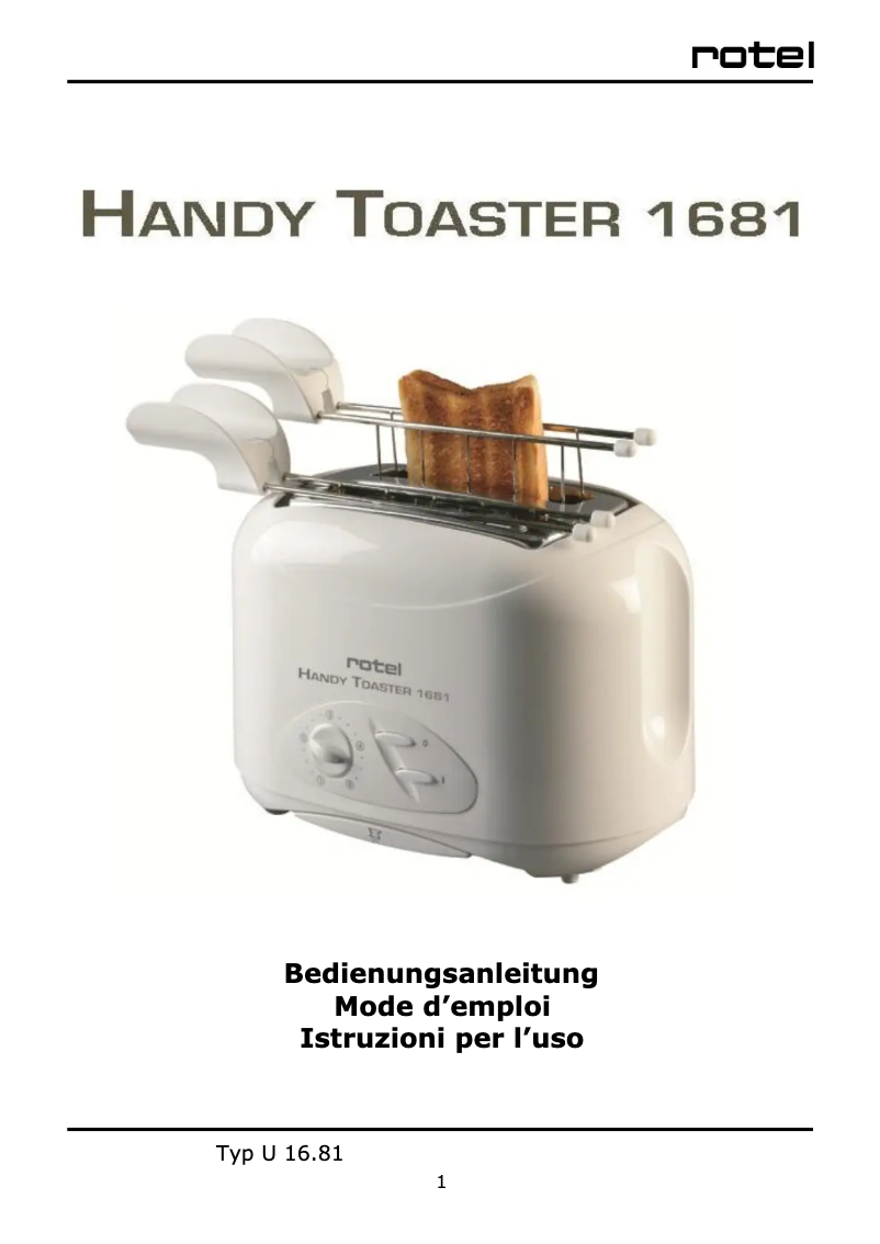 Image de la première page du manuel de l'appareil Handy Toaster 1681