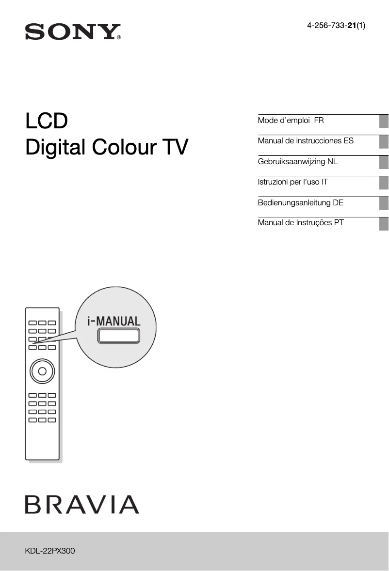Image de la première page du manuel de l'appareil Bravia KDL-22PX300