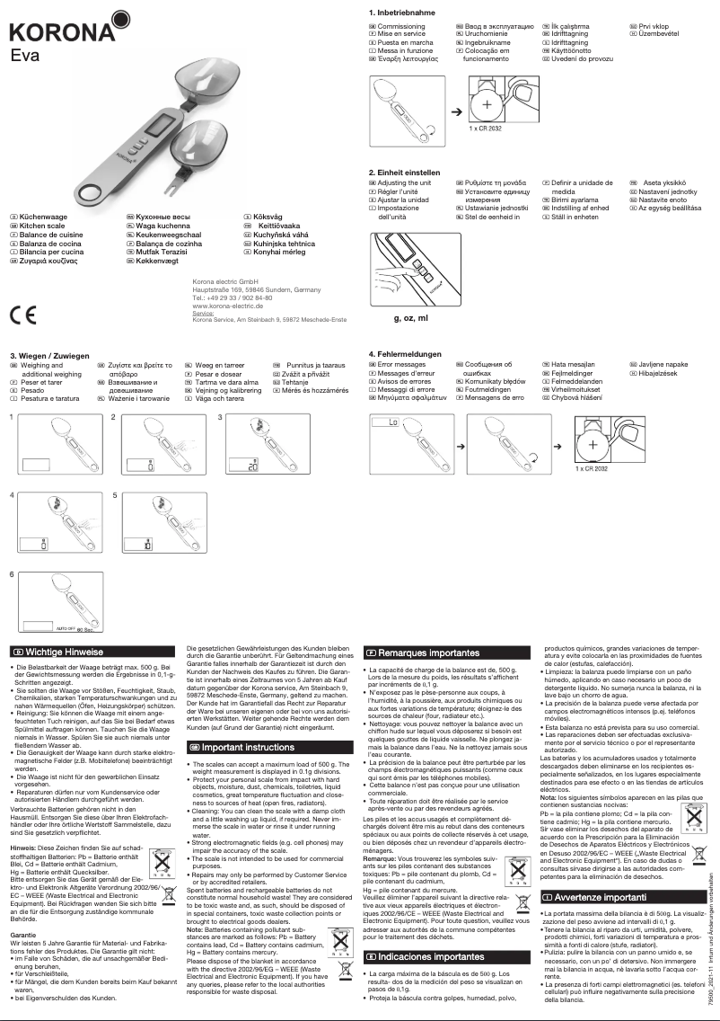 Page n°1 - Manuel utilisateur Korona Eva 79500