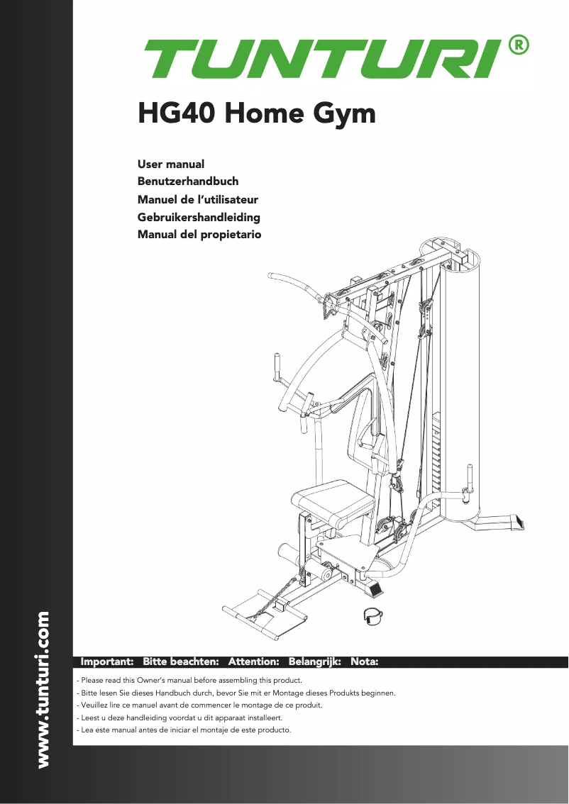 Page n°1 - Manuel utilisateur Tunturi Home Gym HG40
