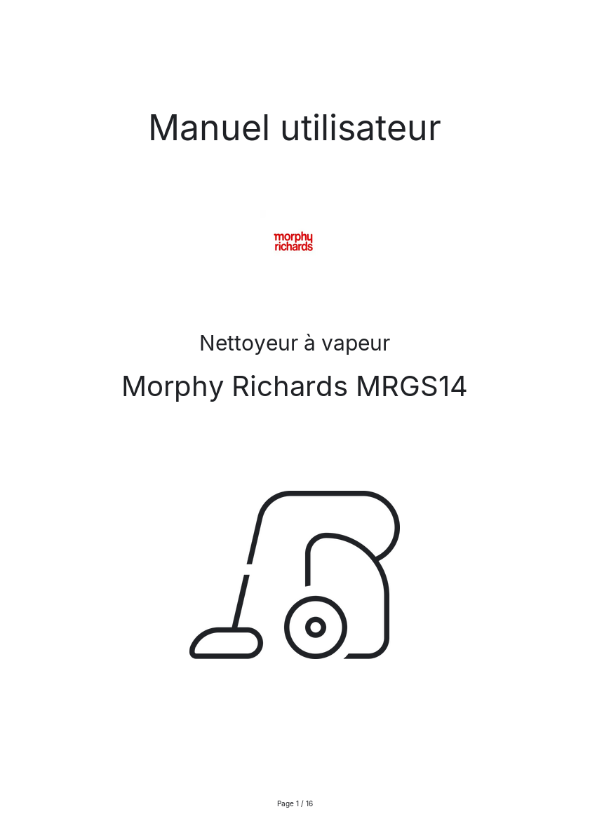 Page n°1 - Manuel utilisateur Morphy Richards MRGS14