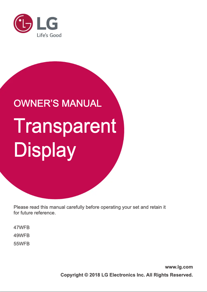 Page n°1 - Manuel utilisateur LG 55WFB