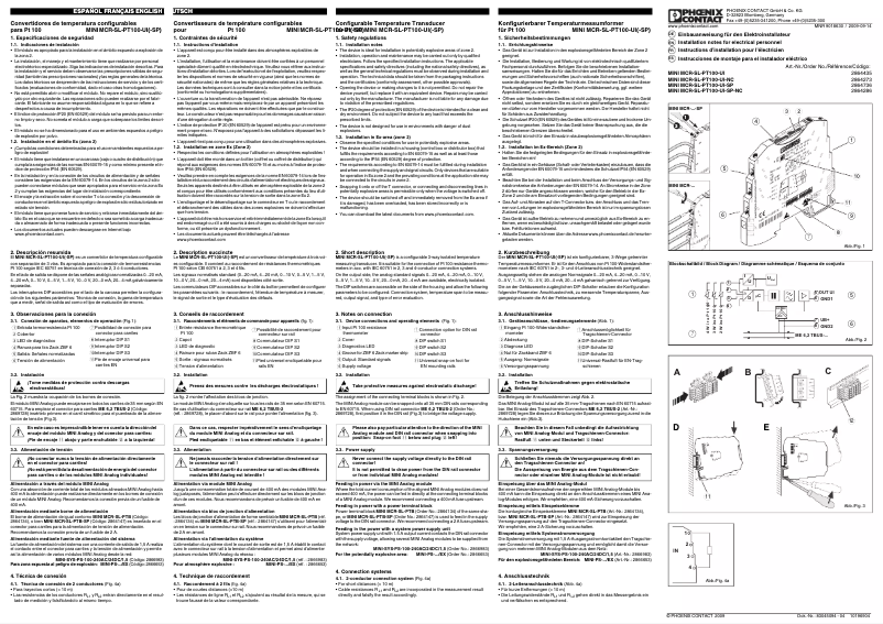 Page 1 de la notice Manuel utilisateur Phoenix Contact MINI MCR-SL-PT100-UI-NC