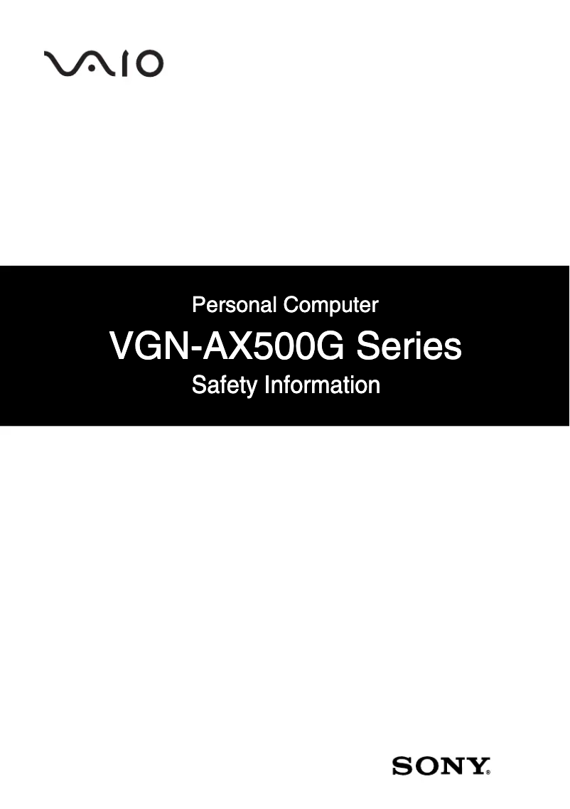 Image de la première page du manuel de l'appareil Vaio VGN-AX570G