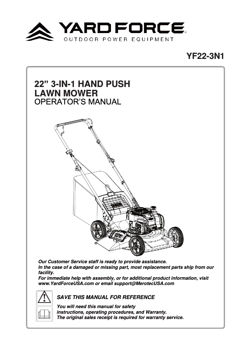 Page 1 de la notice Manuel utilisateur Yard Force YF22-3N1