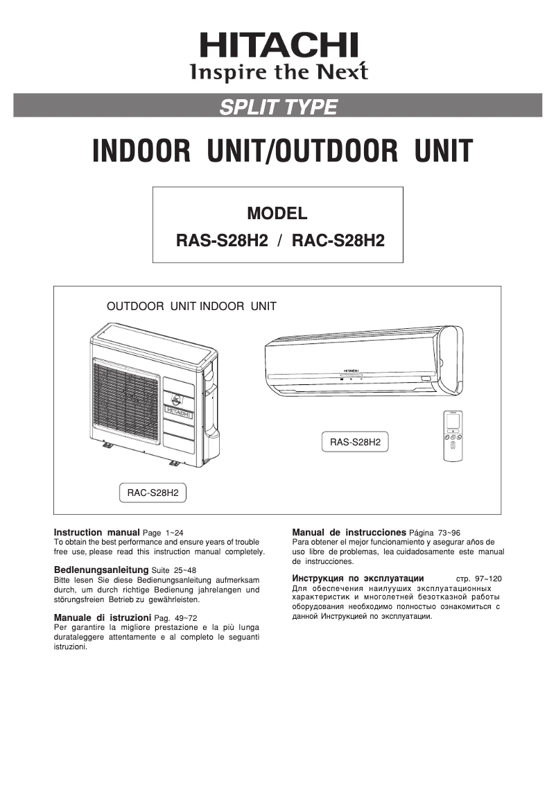 Página 1 del manual Manual de usuario Hitachi RAS-S28H2