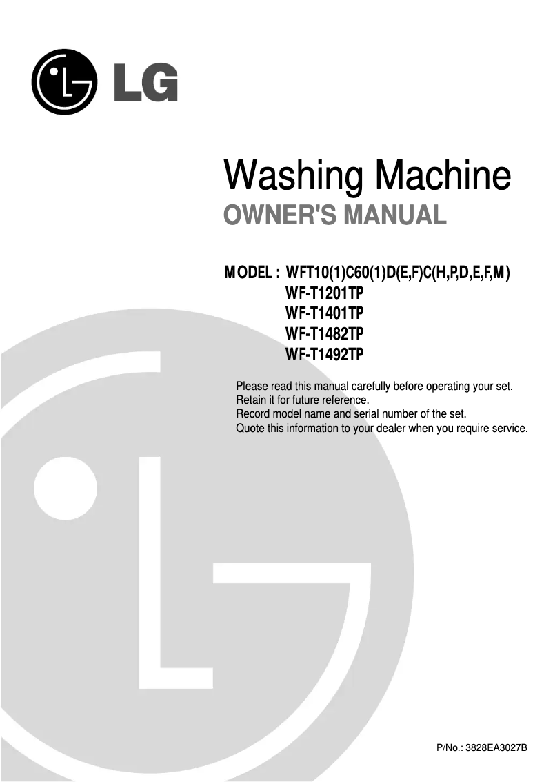 Page 1 de la notice Manuel utilisateur LG WF-T1482TP