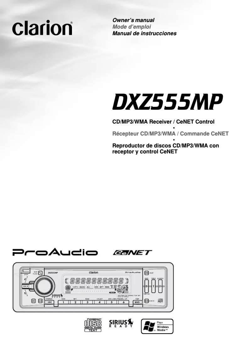 Page n°1 - Manuel utilisateur Clarion DXZ555MP