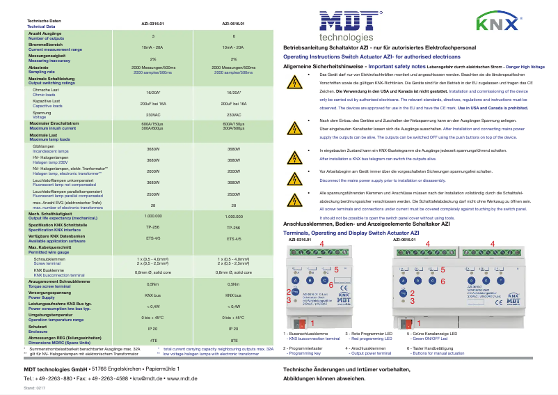 Page n°1 - Manuel utilisateur MDT AZI-0616.01