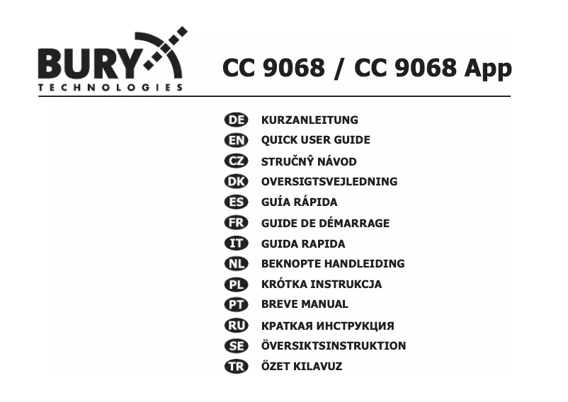 Page n°1 - Manuel utilisateur Bury CC 9068 App