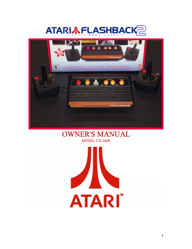 Page 1 de la notice Manuel utilisateur Atari Flashback 2 CX-2600