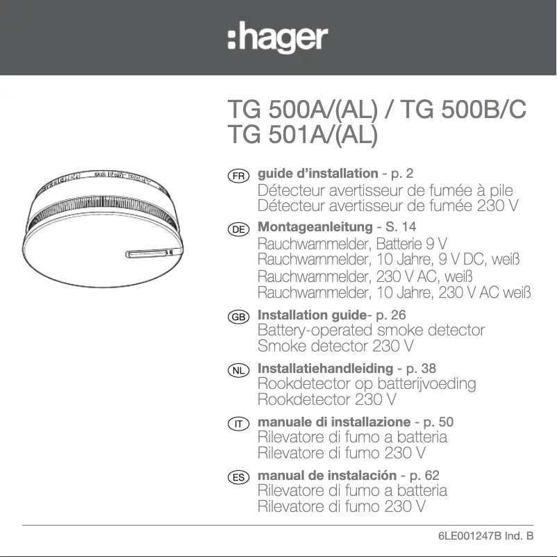 Image de la première page du manuel de l'appareil TG501AL