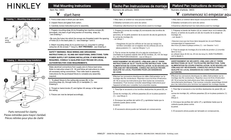 Page n°1 - Manuel utilisateur Hinkley Lighting Somerset 3403BK