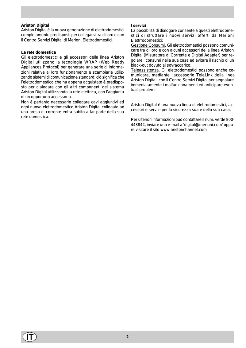 Page n°1 - Manuel utilisateur Ariston Thermo FD 88 C