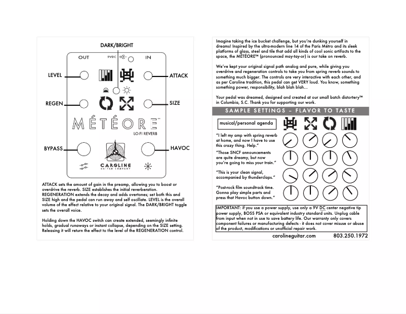 Página 1 del manual Manual de usuario Caroline Meteore